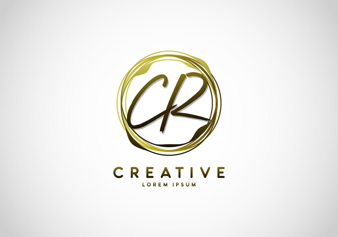 eerste cr brief handschrift elegant handtekening logo vector