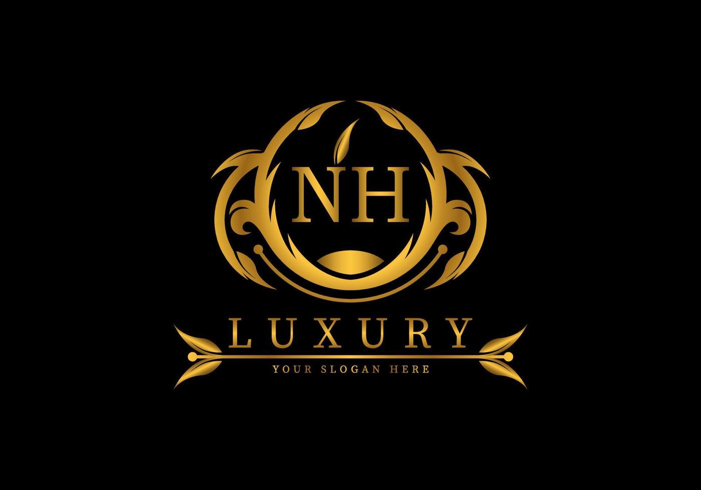 eerste nh luxe logo sjabloon decoratie vector