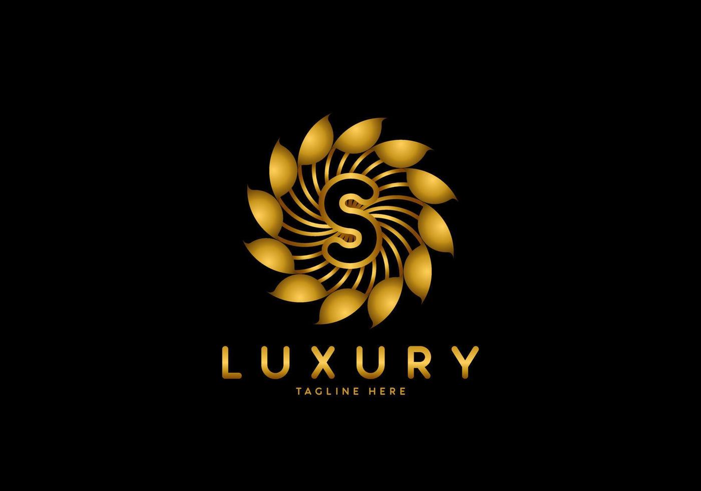 brief s gouden bloem luxe logo vector