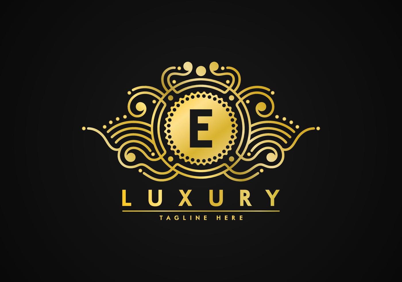 brief e luxe decoratie logo vector