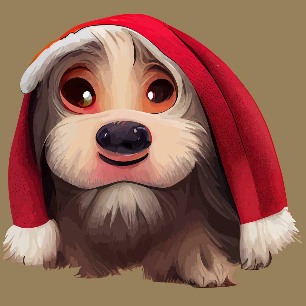 illustratie vector van schattig tekenfilm puppy gebruik makend van Kerstmis kostuum geïsoleerd perfect voor kind groet kaart