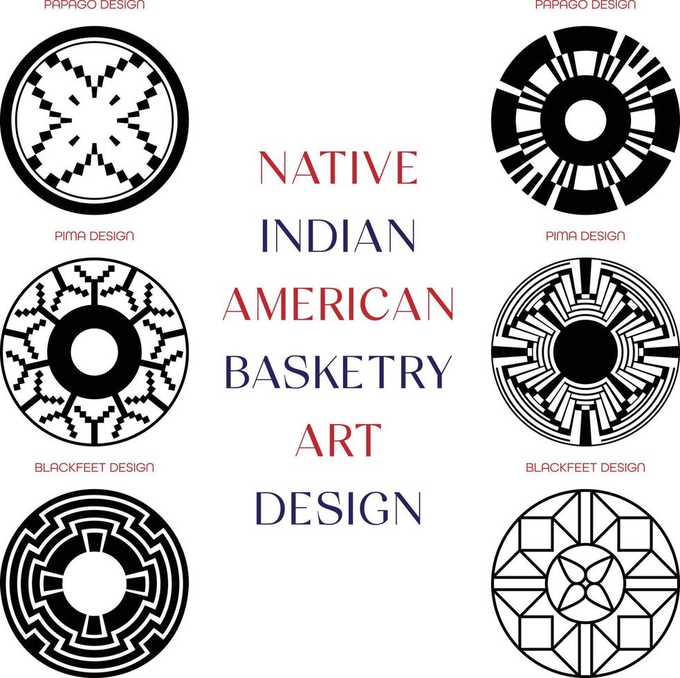 inheems Indisch Amerikaans mandenmakerij ontwerpen vector