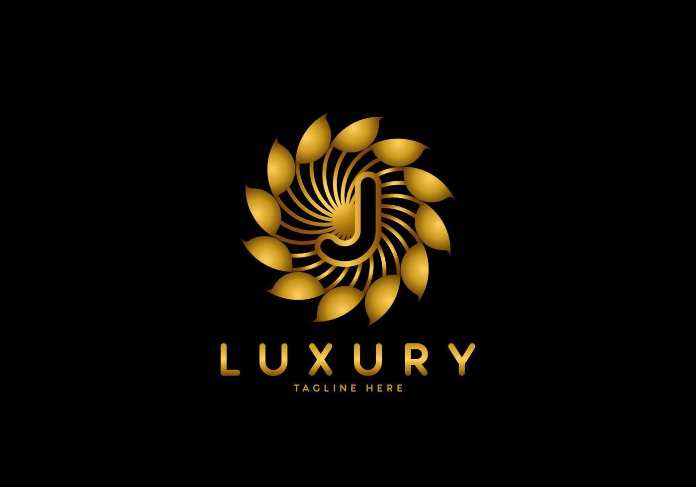 brief j gouden bloem luxe logo vector