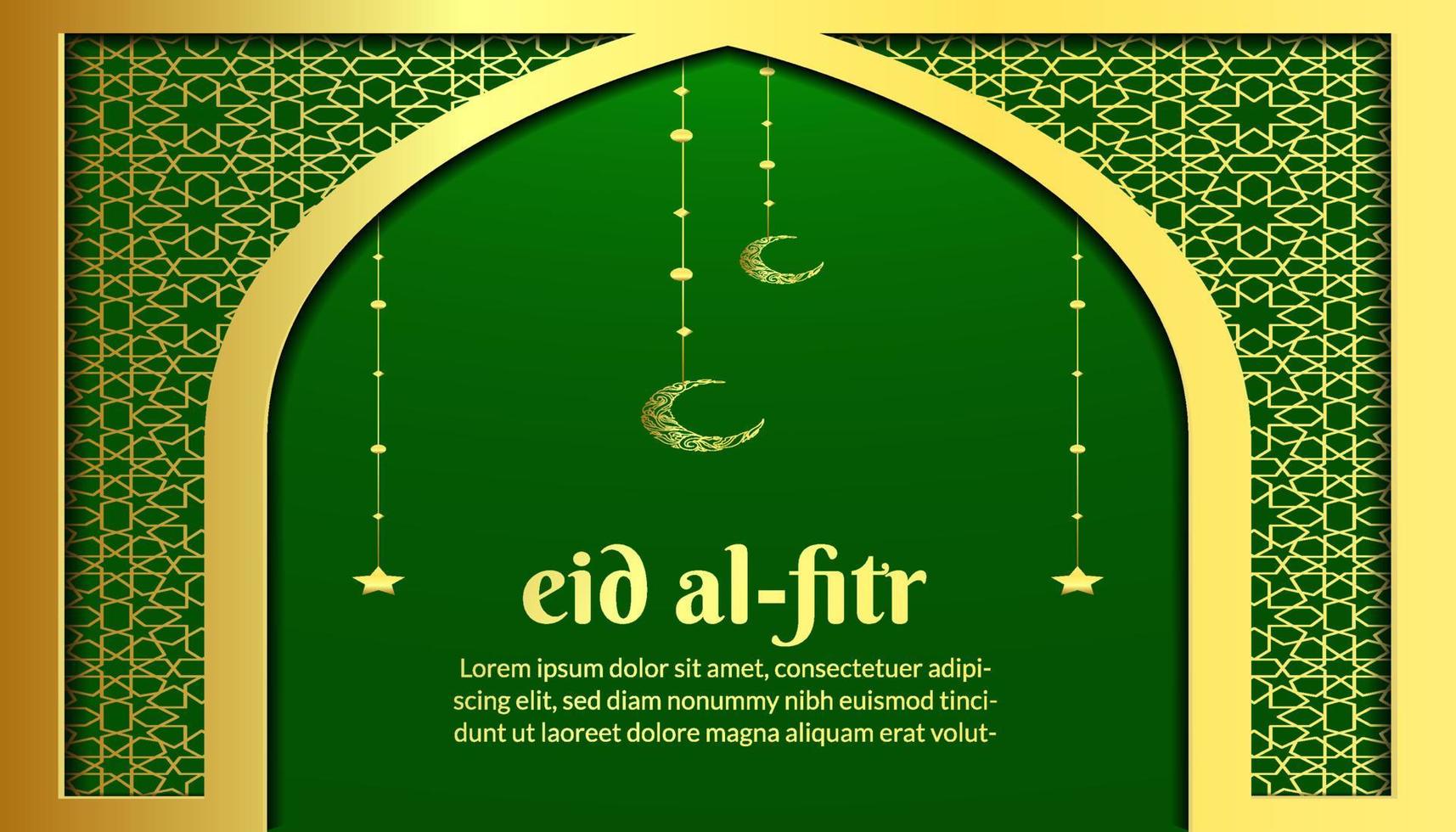 eid mubarak Islamitisch achtergrond met gouden kleur vector