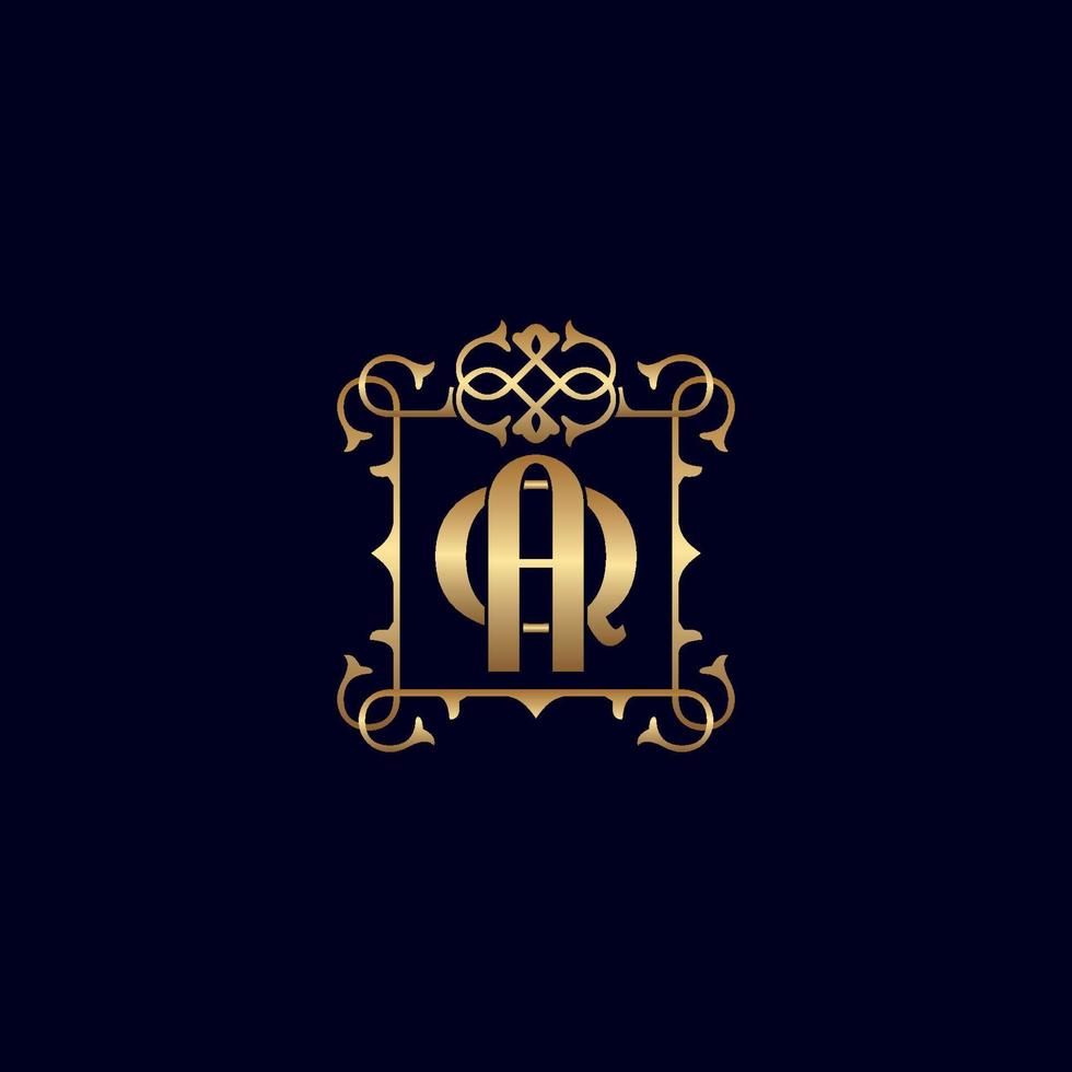 aq of qa goud overladen Koninklijk luxe logo vector