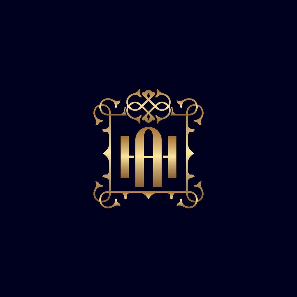 Ah of ha goud overladen Koninklijk luxe logo vector