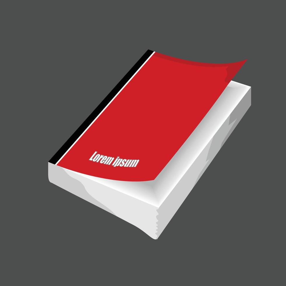 een boek met een rood Hoes en veel wit Pagina's vector