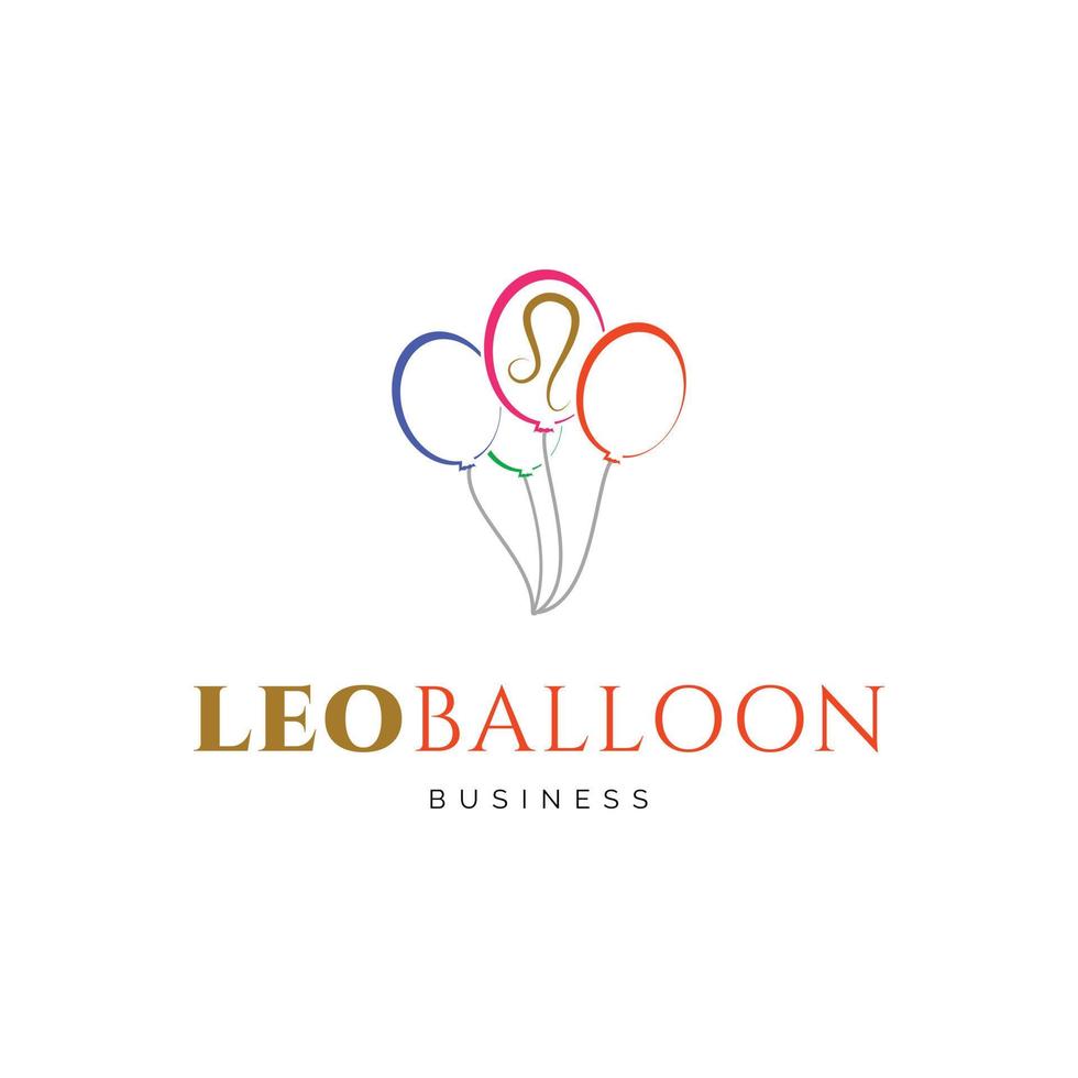 Leo dierenriem met ballon icoon logo ontwerp sjabloon vector