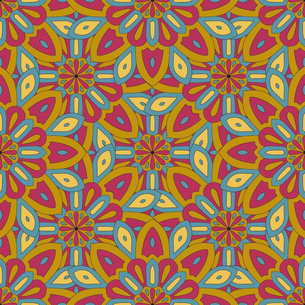 abstracte naadloze patroon met mandala bloem. mozaïek, tegel. bloemen achtergrond. vector