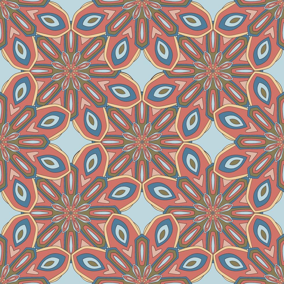 abstracte naadloze patroon met mandala bloem. mozaïek, tegel. bloemen achtergrond. vector