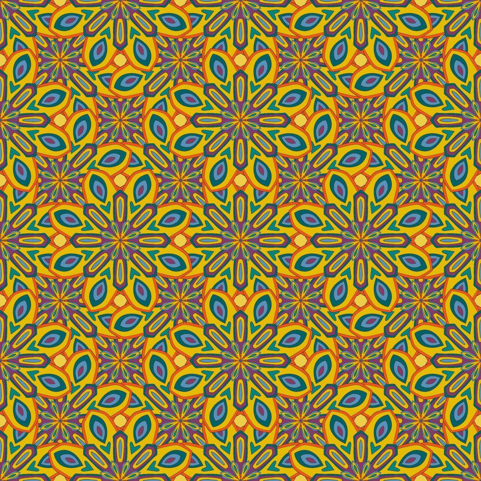 abstracte naadloze patroon met mandala bloem. mozaïek, tegel. bloemen achtergrond. vector