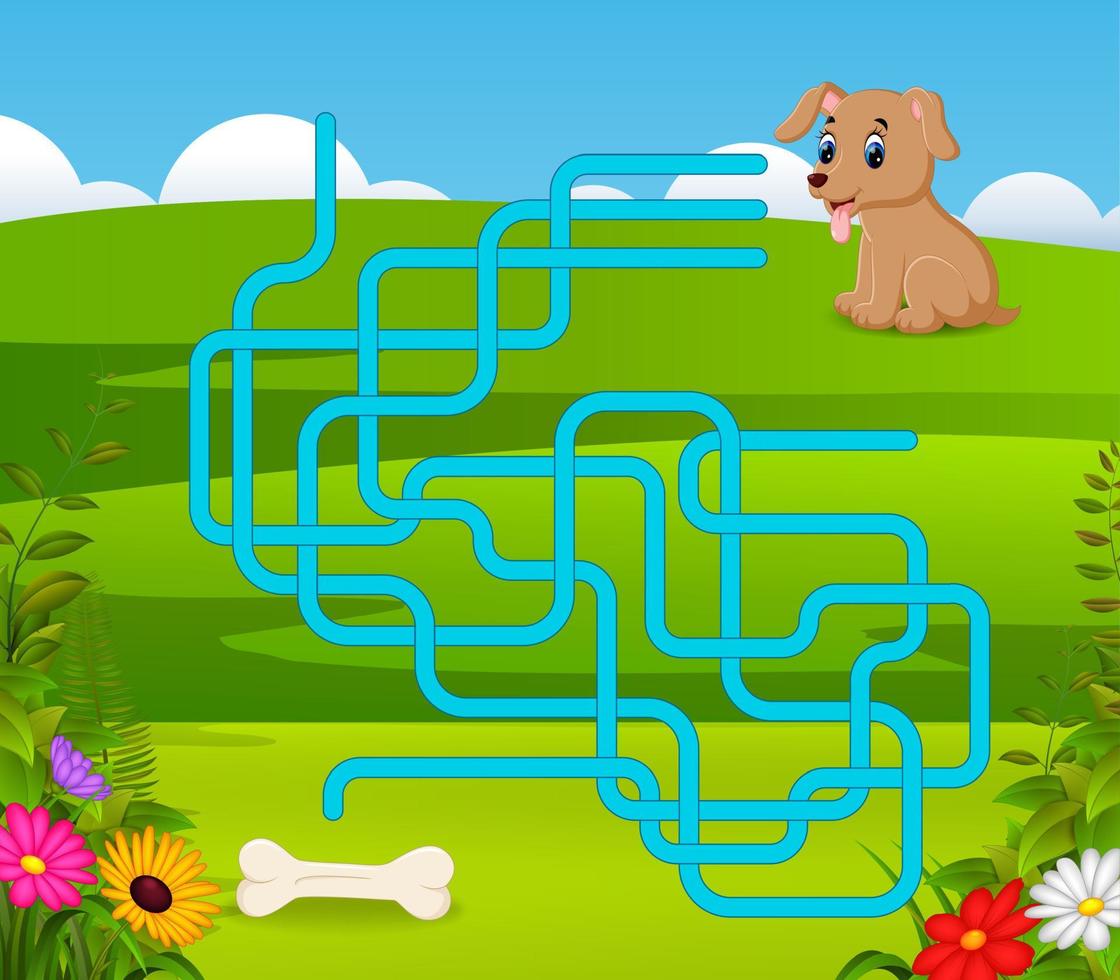 puzzel spel sjabloon met hond en bot vector
