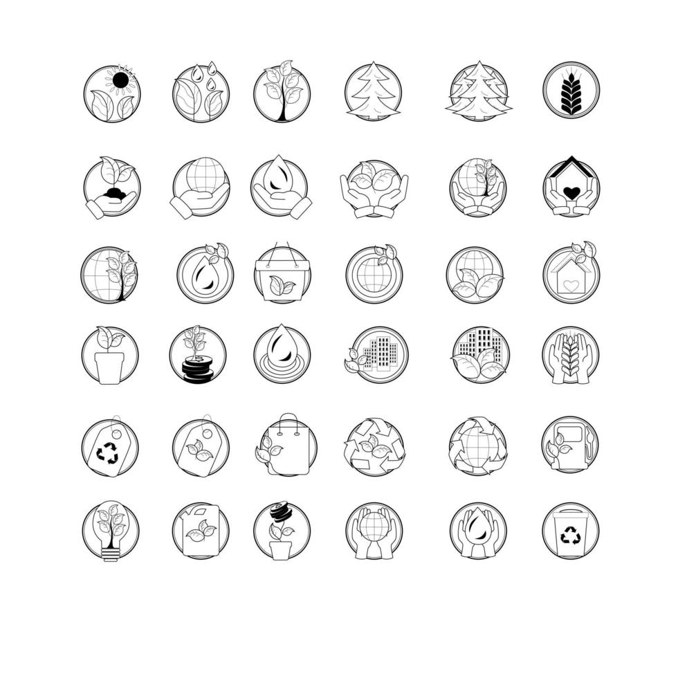 een reeks van pictogrammen opslaan de ecologie van de aarde. een reeks van pictogrammen in een minimalistische stijl. gemakkelijk symbolen vector