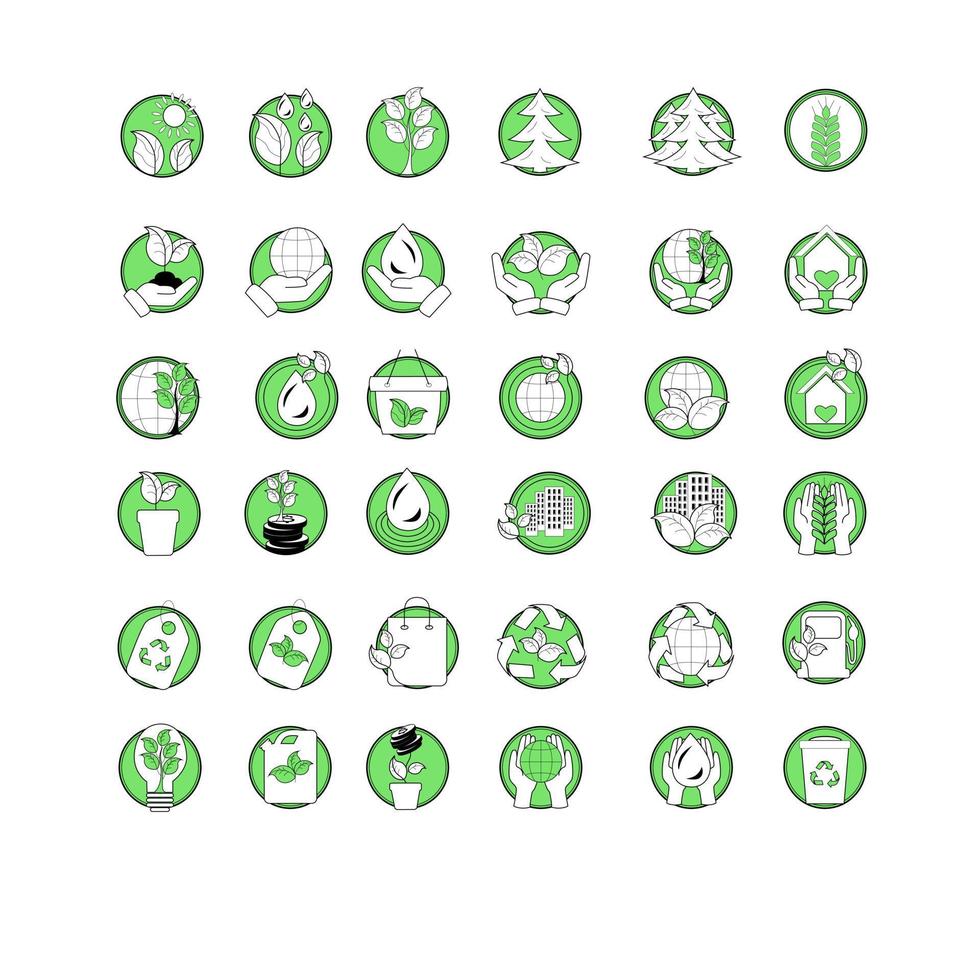 een reeks van pictogrammen opslaan de ecologie van de aarde. een reeks van pictogrammen in een minimalistische stijl. gemakkelijk symbolen vector