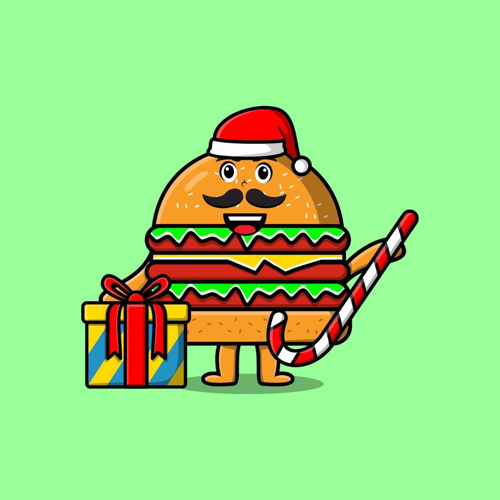 tekenfilm hamburger de kerstman clausule is brengen snoep riet vector