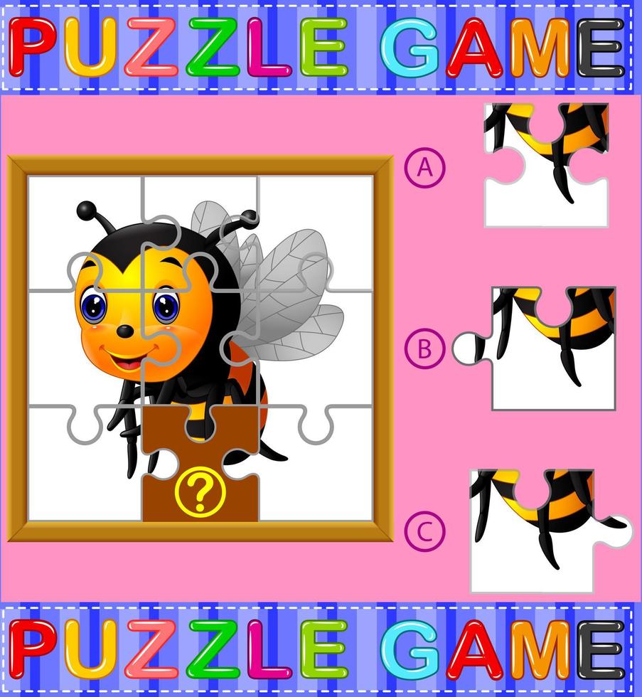 decoupeerzaag puzzel onderwijs spel voor peuter- kinderen met bij vector