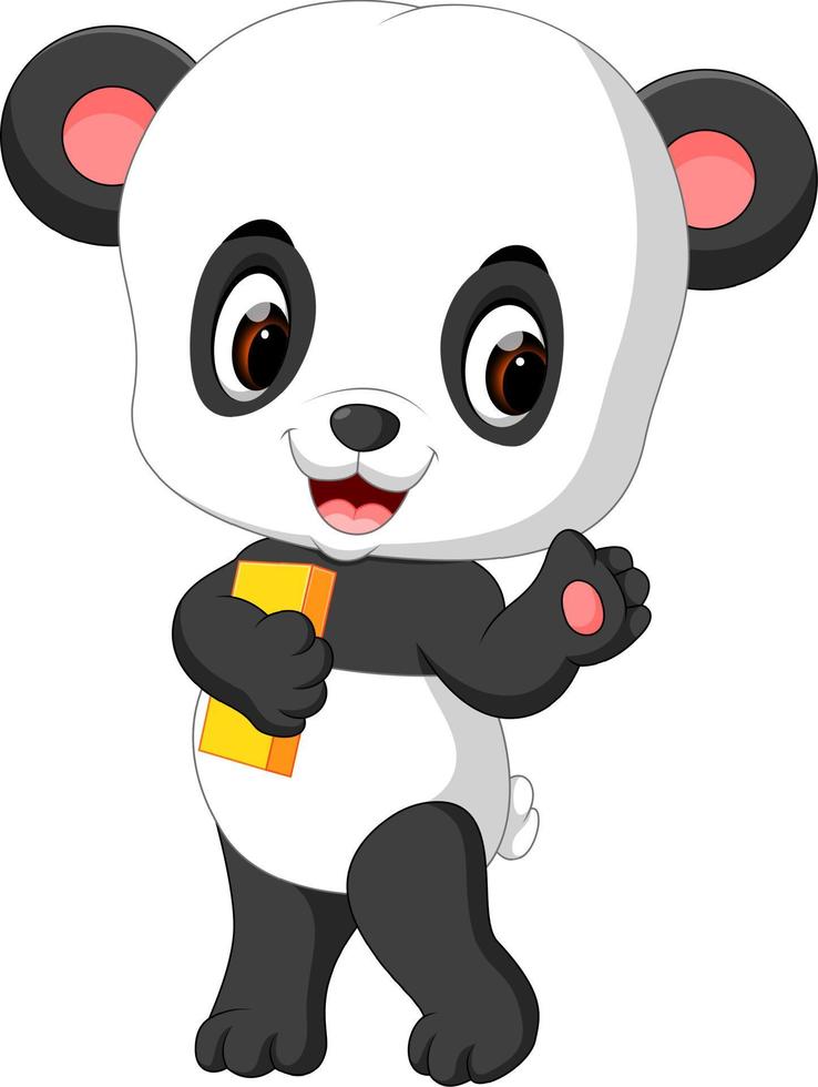 schattige panda met potlood en boek vector