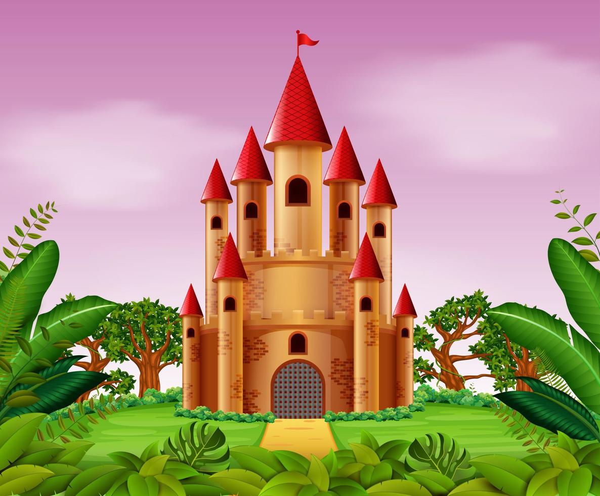 kasteel torens in de oerwoud vector