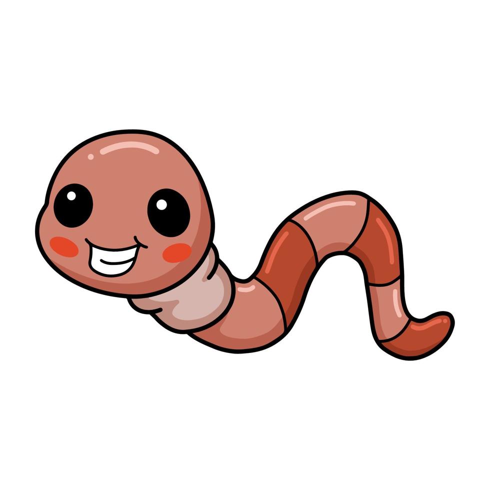schattig weinig worm tekenfilm karakter vector