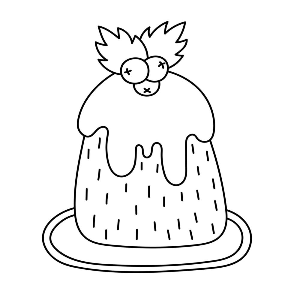 tekening sticker Kerstmis koekje met decoratie vector