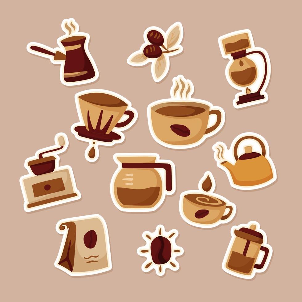 koffie logboek stickers reeks vector