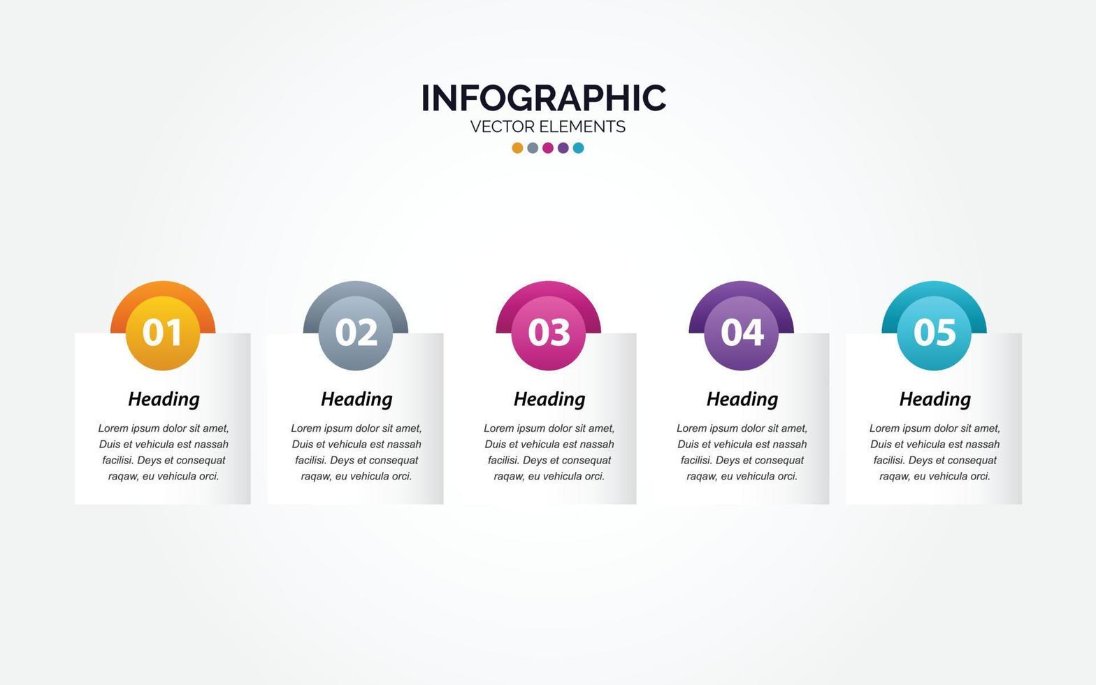 bedrijf horizontaal infographic sjabloon getallen 5 opties of stappen vector