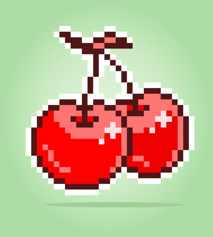 pixel 8 bit kers. fruit voor spelactiva in vectorillustratie. vector