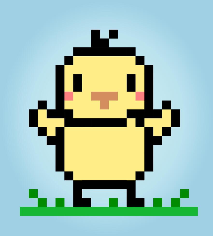 8-bits pixel de kuikens. dieren pixel in vector illustraties voor kruis hechtingen en spel middelen.