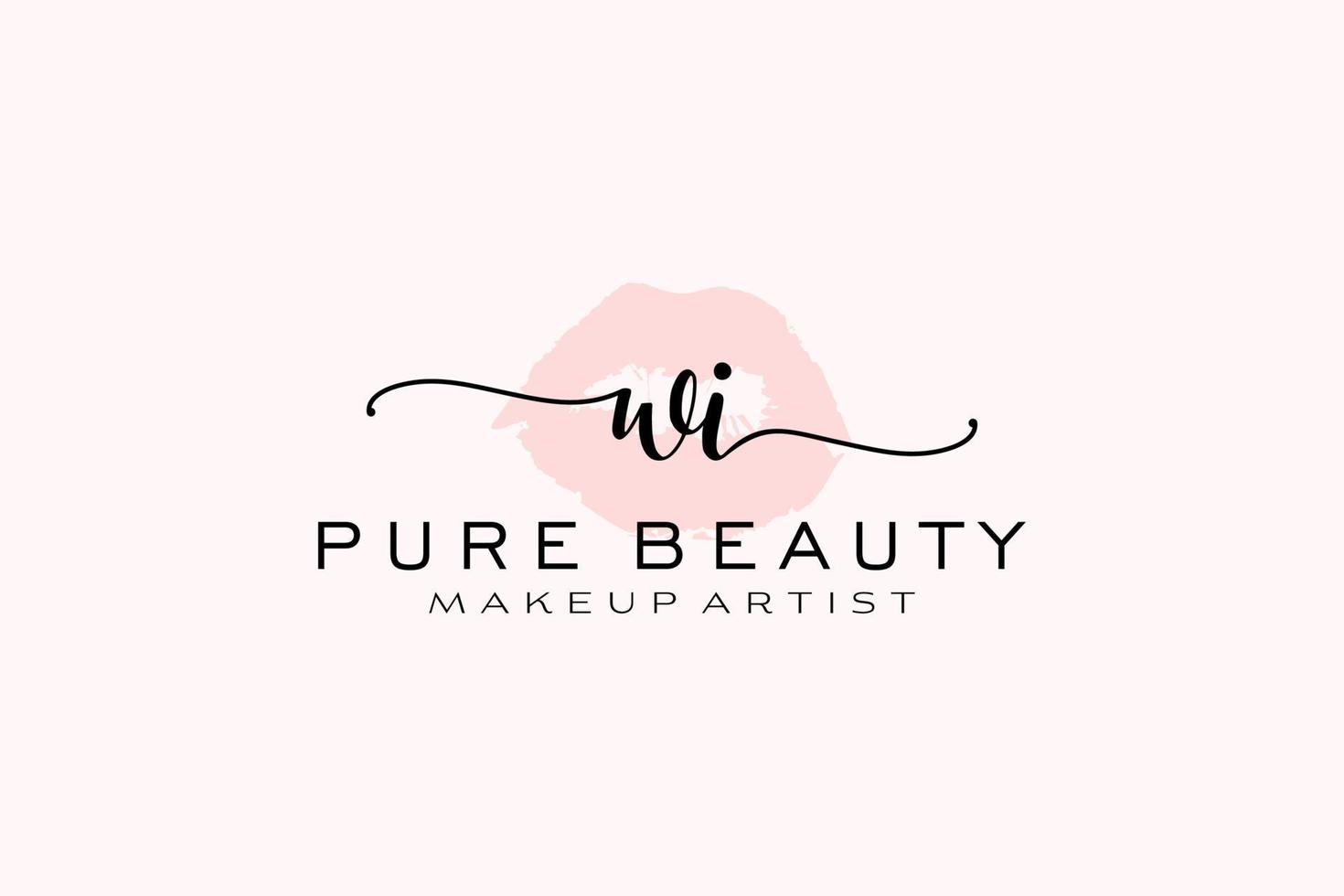 eerste wi waterverf lippen premade logo ontwerp, logo voor bedenken artiest bedrijf branding, blozen schoonheid winkel logo ontwerp, schoonschrift logo met creatief sjabloon. vector