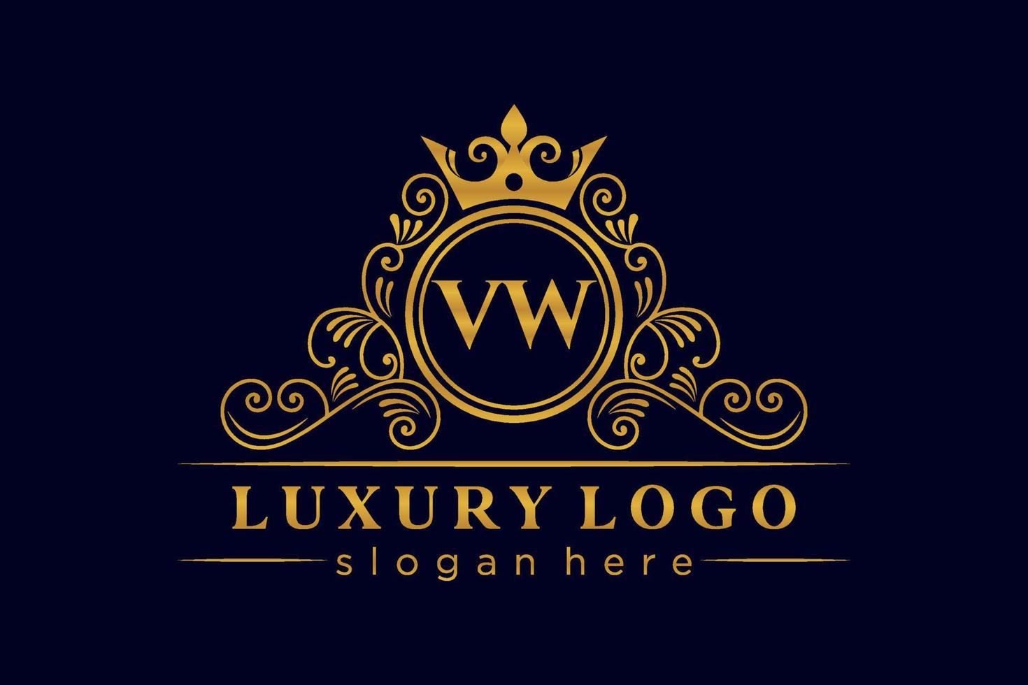 vw eerste brief goud kalligrafische vrouwelijk bloemen hand- getrokken heraldisch monogram antiek wijnoogst stijl luxe logo ontwerp premie vector