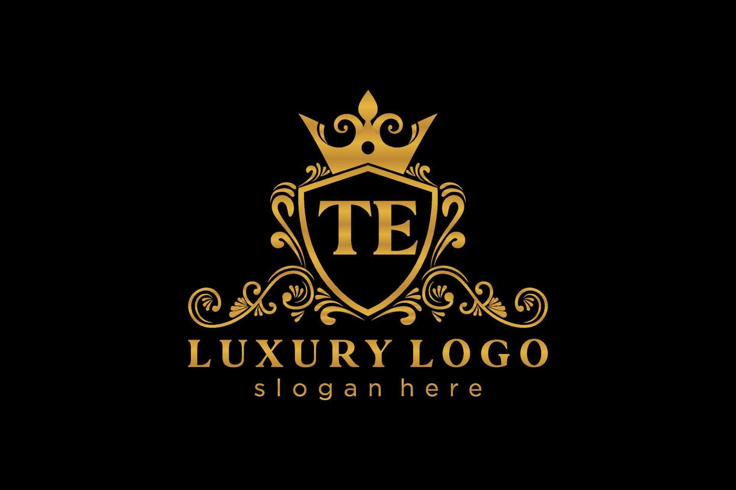 eerste te brief Koninklijk luxe logo sjabloon in vector kunst voor restaurant, royalty, boetiek, cafe, hotel, heraldisch, sieraden, mode en andere vector illustratie.