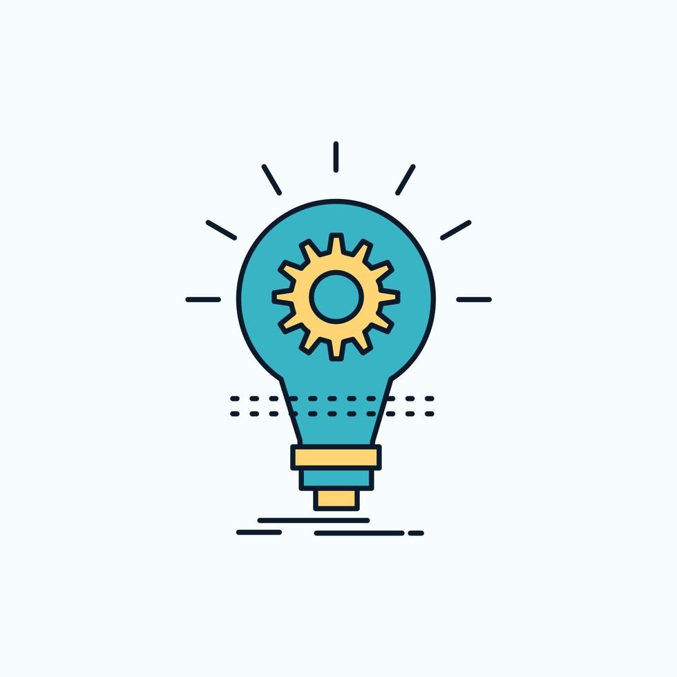 lamp. ontwikkelen. idee. innovatie. licht vlak icoon. groen en geel teken en symbolen voor website en mobiel toepassing. vector illustratie