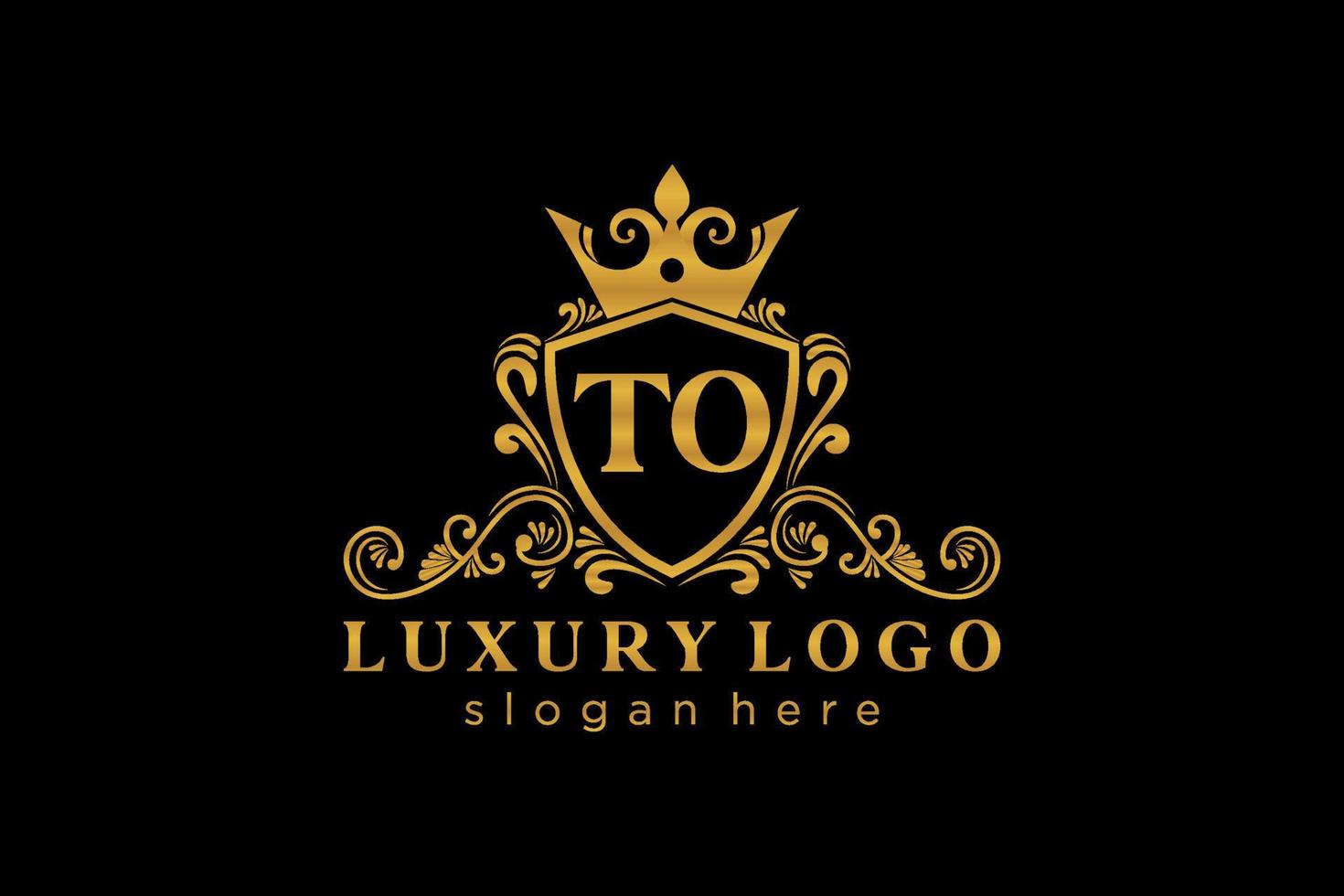 eerste naar brief Koninklijk luxe logo sjabloon in vector kunst voor restaurant, royalty, boetiek, cafe, hotel, heraldisch, sieraden, mode en andere vector illustratie.