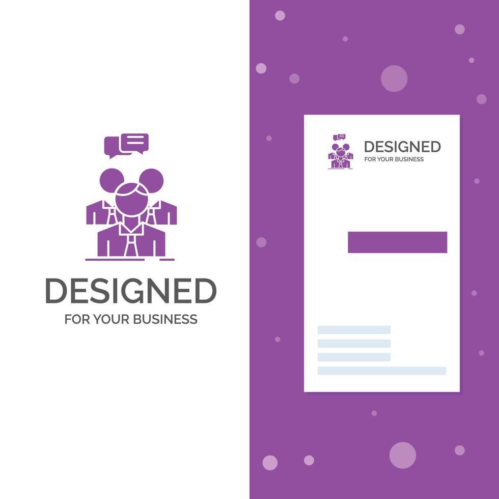 bedrijf logo voor groep. bedrijf. ontmoeting. mensen. team. verticaal Purper bedrijf .bezoeken kaart sjabloon. creatief achtergrond vector illustratie