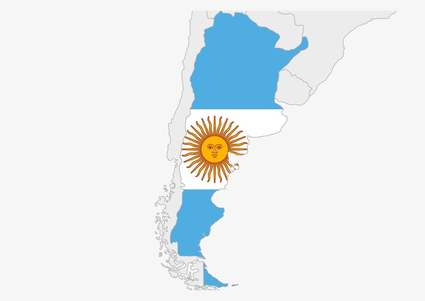 Argentinië kaart gemarkeerd in Argentinië vlag kleuren vector