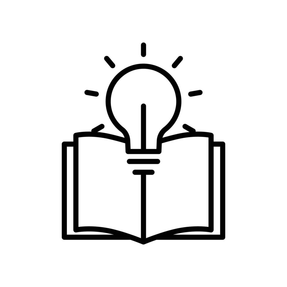 licht lamp lijn icoon illustratie met Open boek. icoon illustratie verwant naar onderwijs idee. gemakkelijk vector ontwerp bewerkbaar.