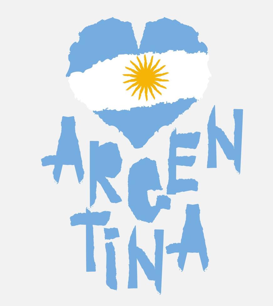 liefde Argentinië, Amerika. wijnoogst nationaal vlag in silhouet van hart gescheurd papier grunge structuur stijl. onafhankelijkheid dag achtergrond. mooi zo idee voor retro insigne, banier, t-shirt grafisch ontwerp. vector