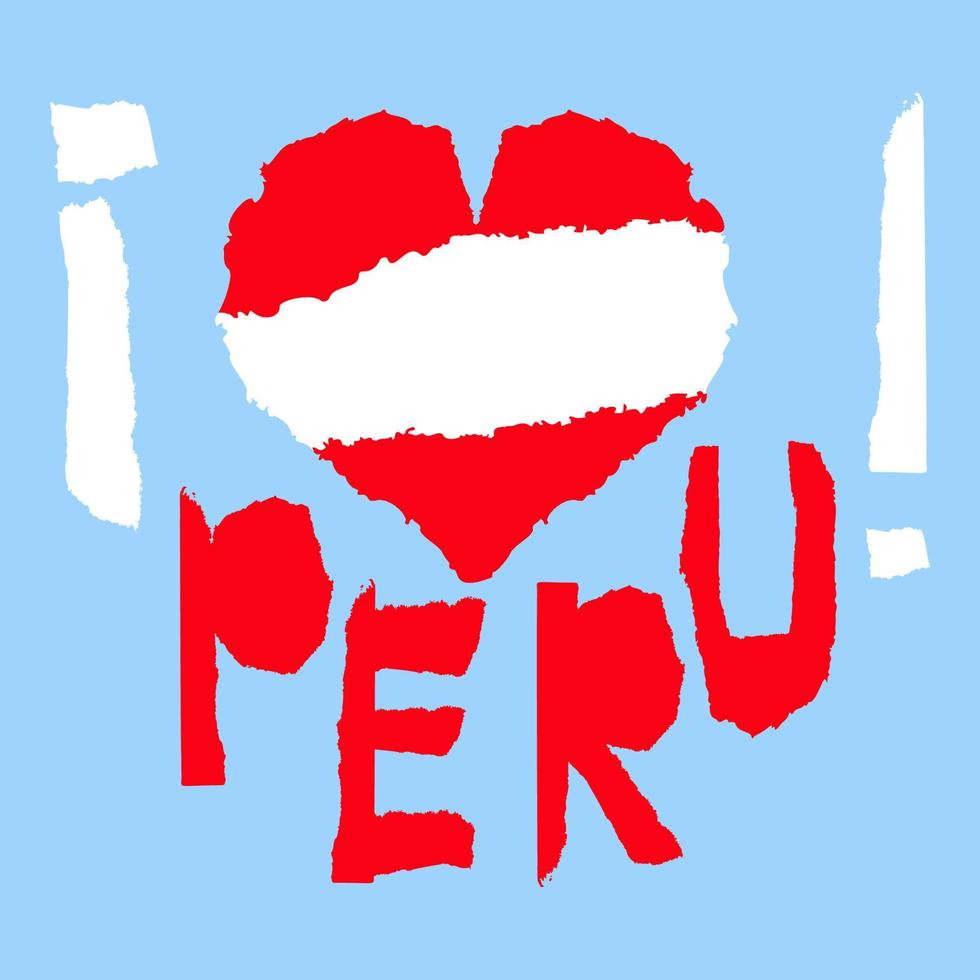 liefde Peru Amerika. wijnoogst nationaal vlag in silhouet van hart gescheurd papier grunge structuur stijl. onafhankelijkheid dag achtergrond. mooi zo idee voor retro insigne, banier, t-shirt grafisch ontwerp. vector