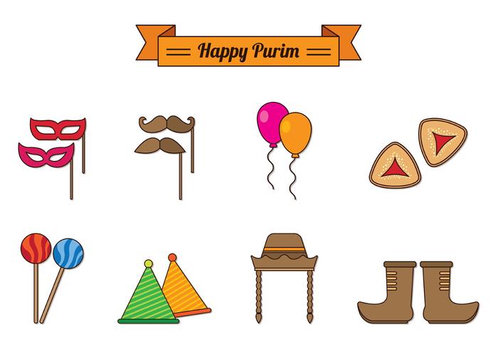 Set Purim Celebration Pictogrammen vector