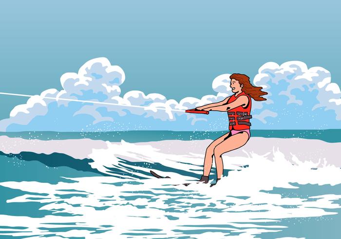 Mooi Meisje Vector Water Skiing