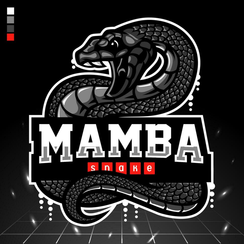 zwart mamba mascotte. e sport- logo vector