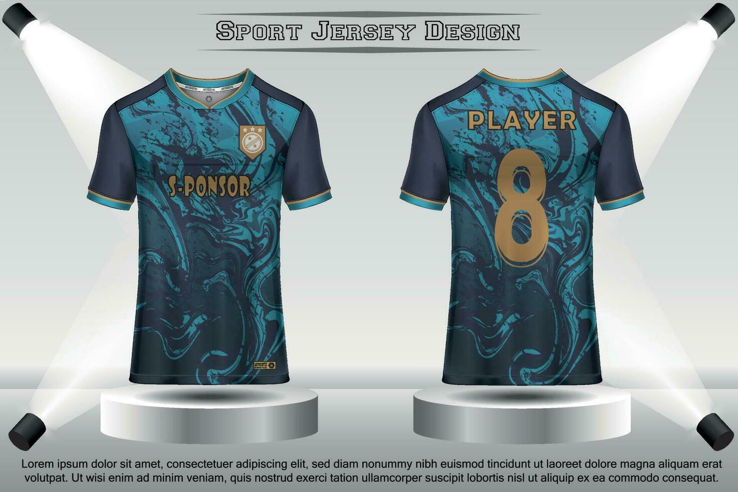 voetbal Jersey mockup Amerikaans voetbal Jersey ontwerp Aan de podium sublimatie sport t overhemd ontwerp verzameling voor racen, wielersport, gamen, motorcross vector