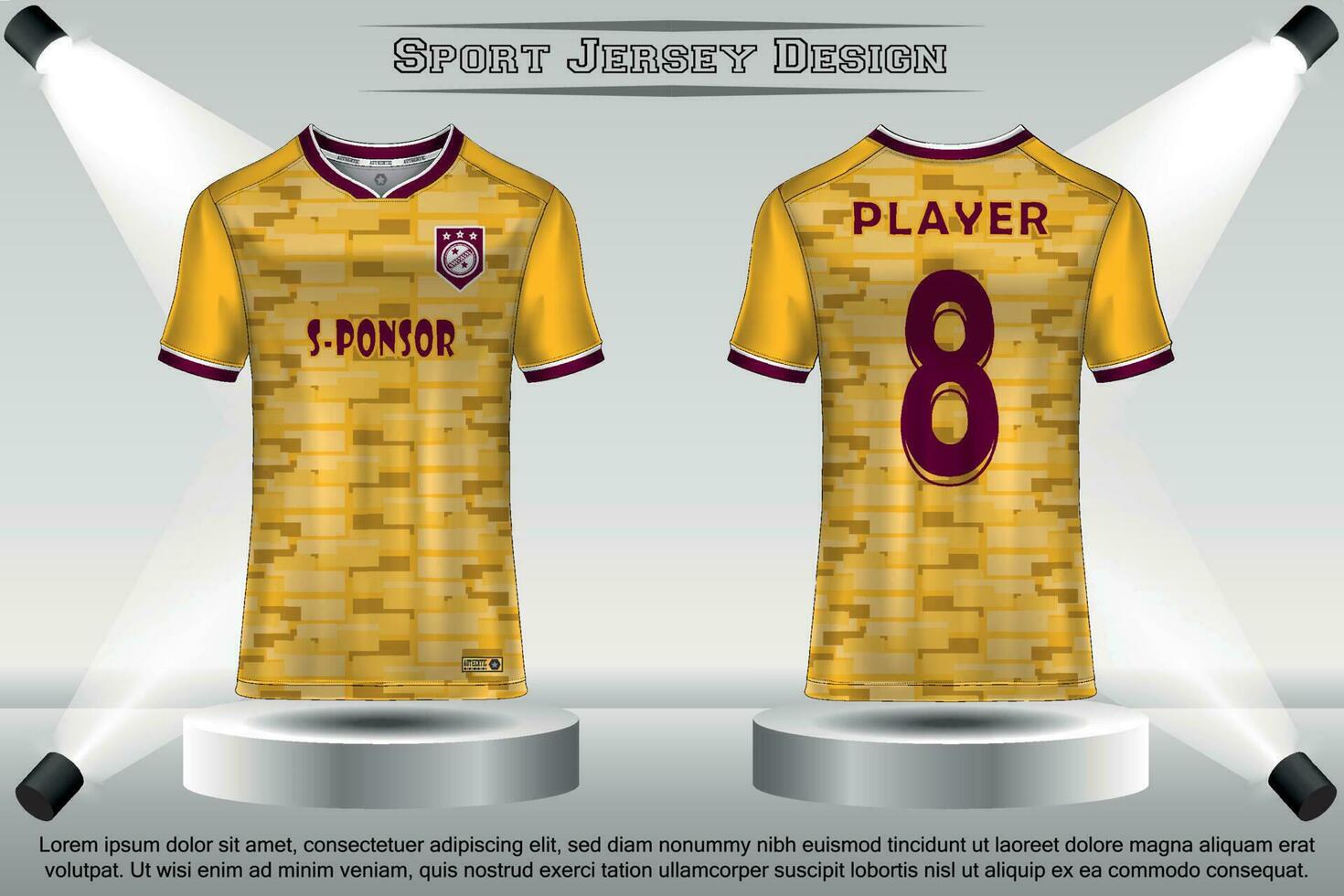 voetbal Jersey mockup Amerikaans voetbal Jersey ontwerp Aan de podium sublimatie sport t overhemd ontwerp verzameling voor racen, wielersport, gamen, motorcross vector