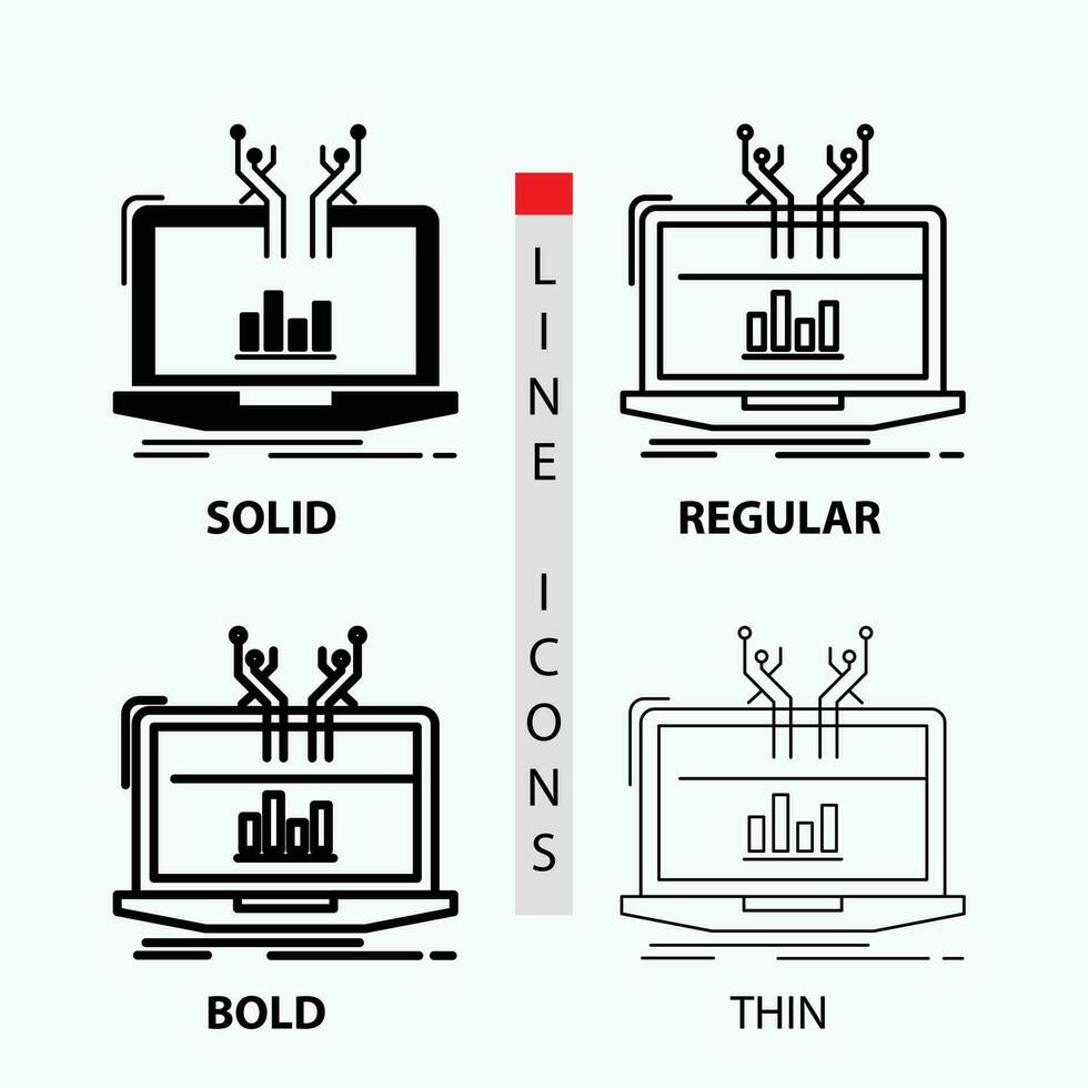 analyse. analytisch. beheer. online. platform icoon in dun. normaal. stoutmoedig lijn en glyph stijl. vector illustratie