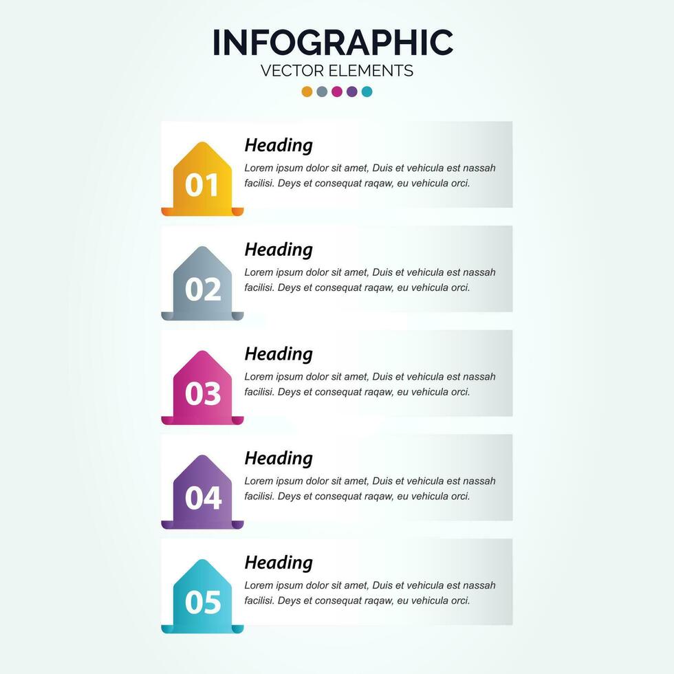 presentatie bedrijf verticaal infographic sjabloon met 5 opties vector