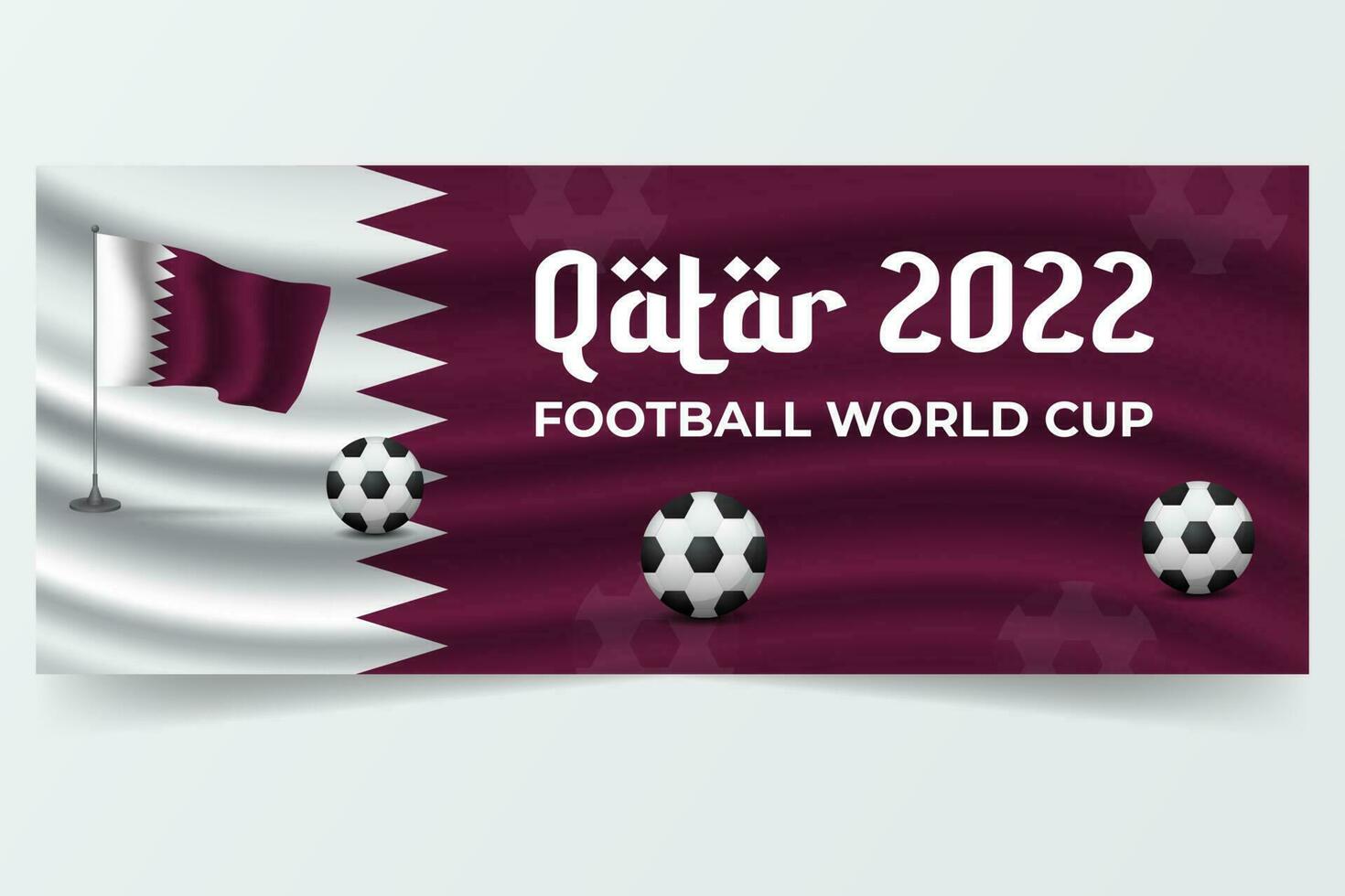 wereld Amerikaans voetbal kampioenschap horizontaal banier sjabloon met qatar vlag en bal illustratie vector