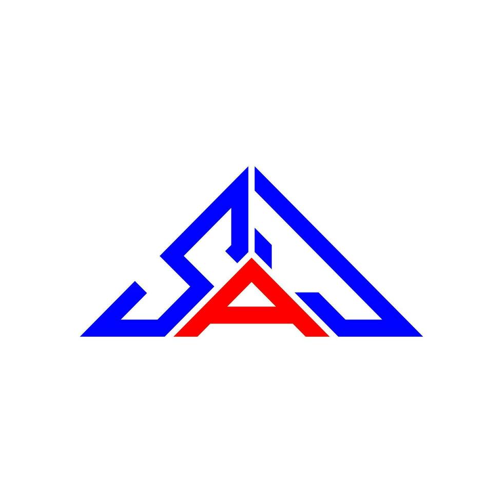 saj brief logo creatief ontwerp met vector grafisch, saj gemakkelijk en modern logo in driehoek vorm geven aan.