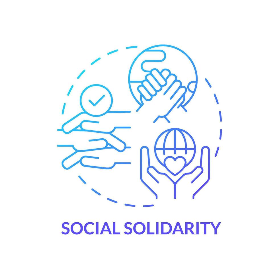 sociaal solidariteit blauw helling concept icoon. samenhang en medewerking. instellingen voordeel abstract idee dun lijn illustratie. geïsoleerd schets tekening vector