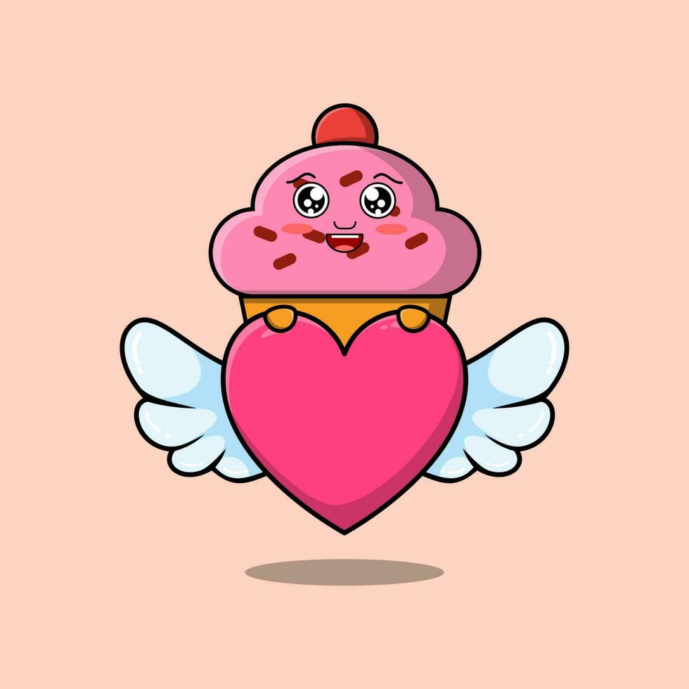 schattig tekenfilm koekje karakter schuilplaats hart vector