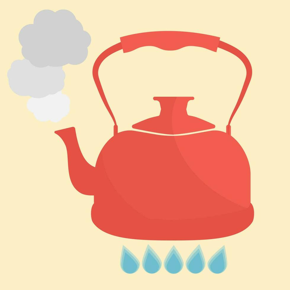waterkoker kookt met water vlak stijl vector illustratie. keuken gereedschap voorraad illustratie.